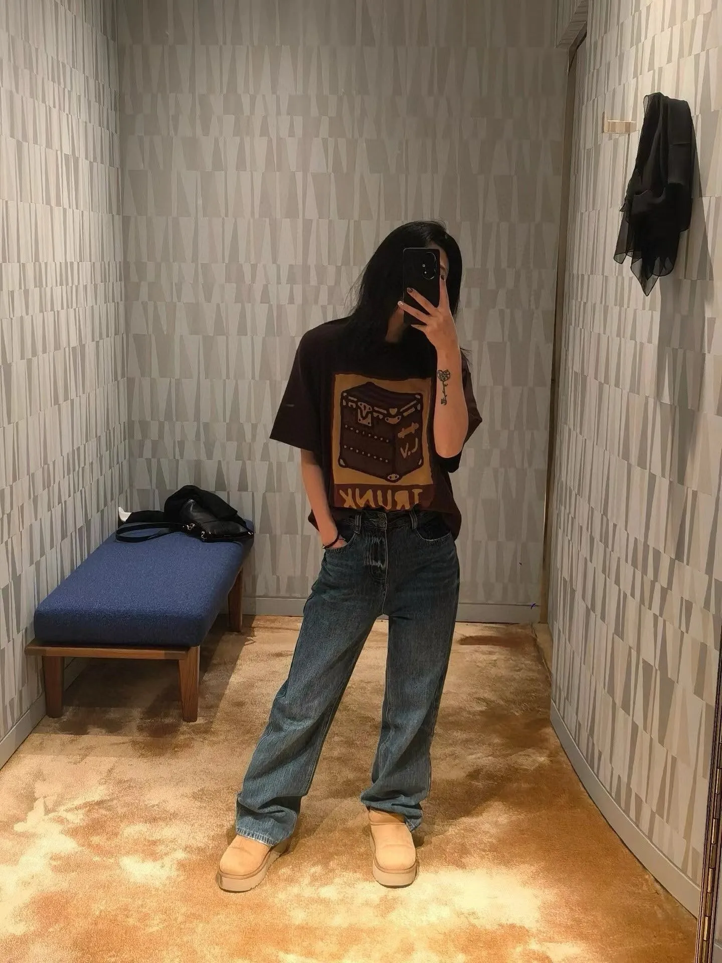 Louis Vuitton/Louis Vuitton 24ss Fei Dong treasure chest jacquard knitted short sleeves